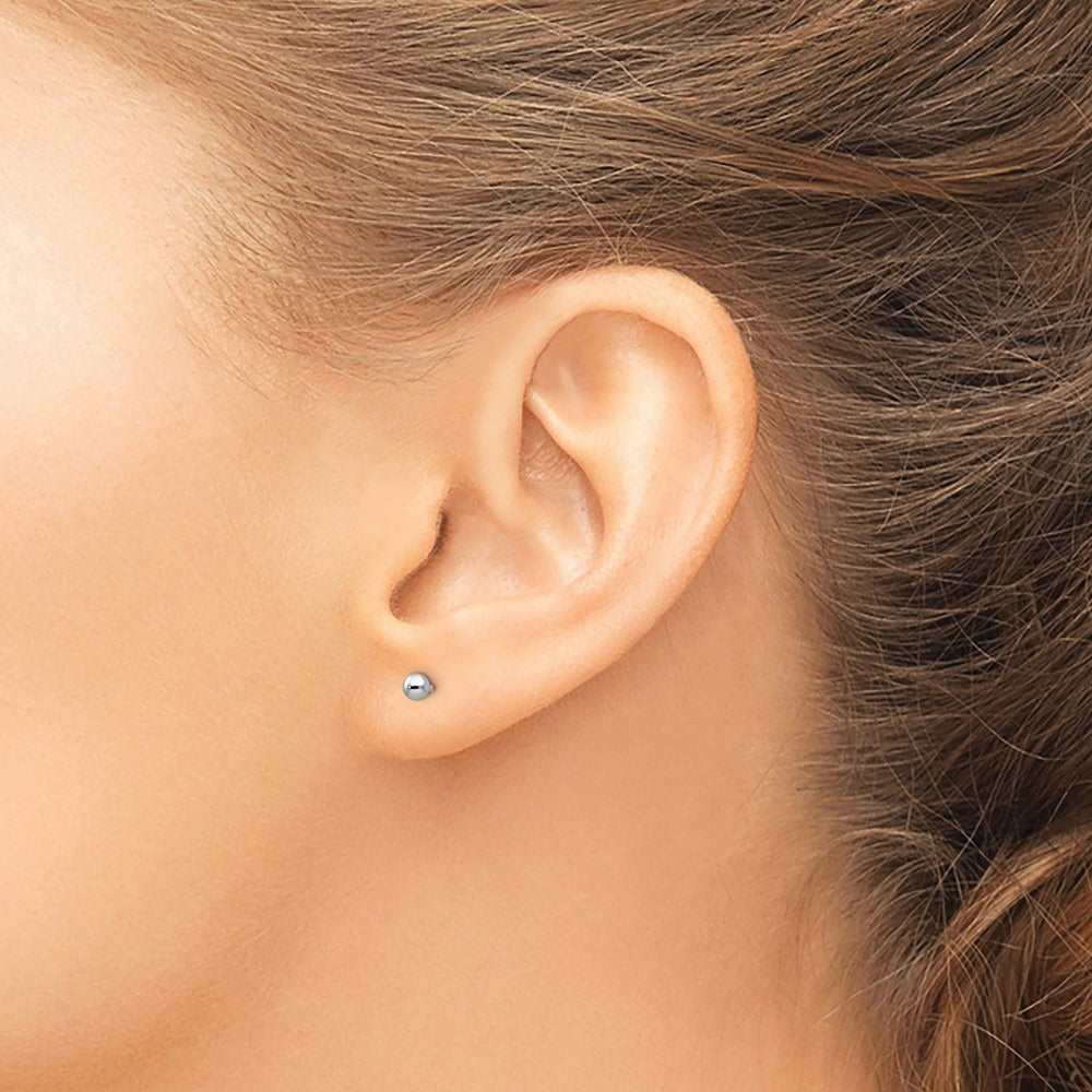 Inverness Ball Post Earrings — 14K White Gold, 3mm