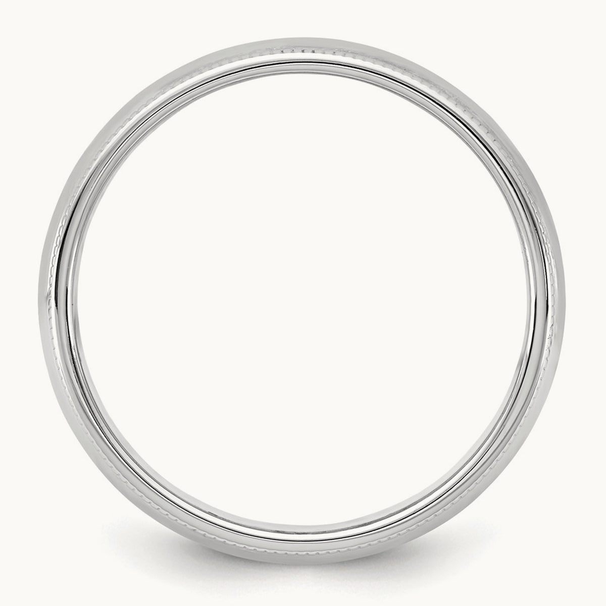 Milgrain Half Round Band, 5.5mm, 10K White Gold