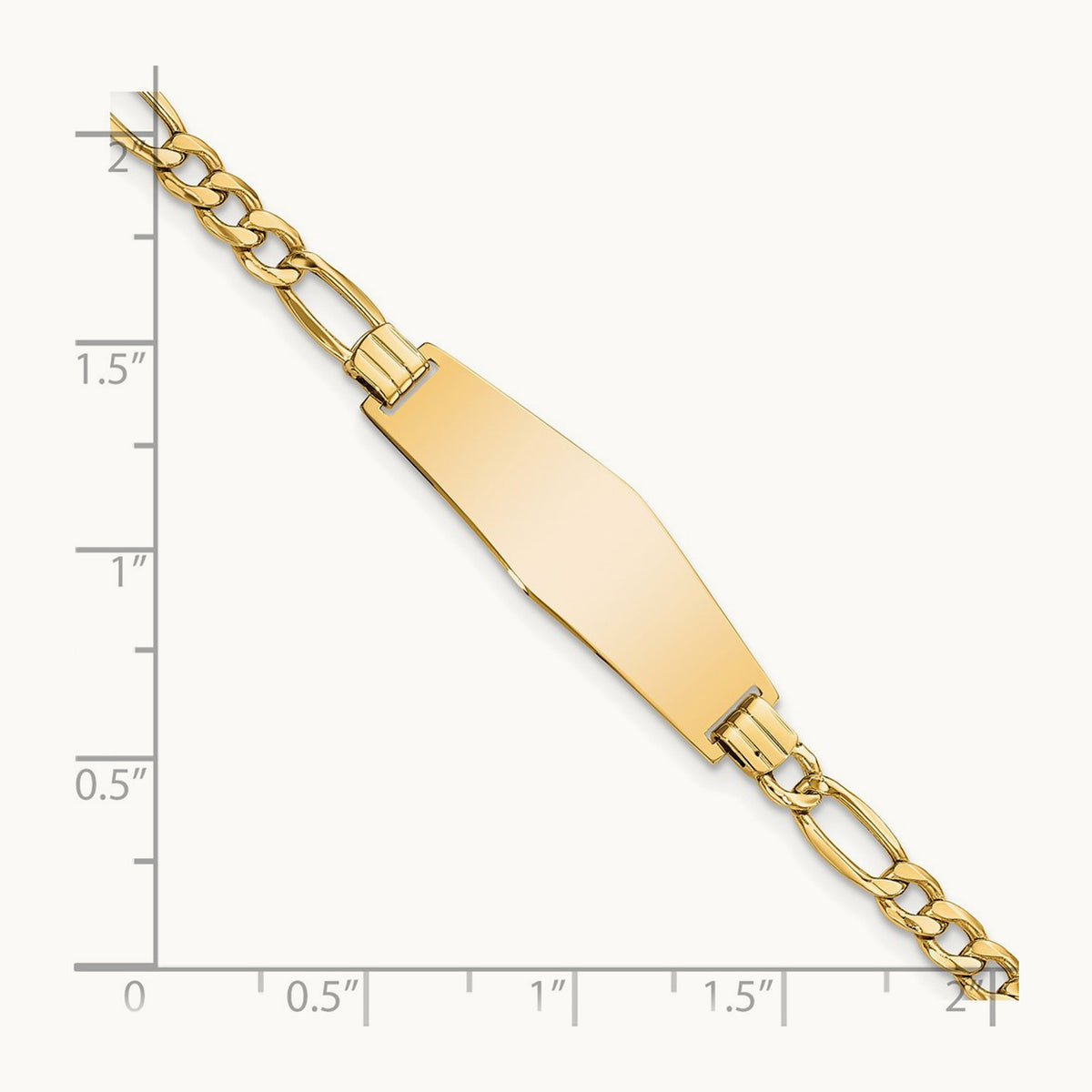 Semi-solid Soft Diamond Shape Figaro Link ID Bracelet, 14K