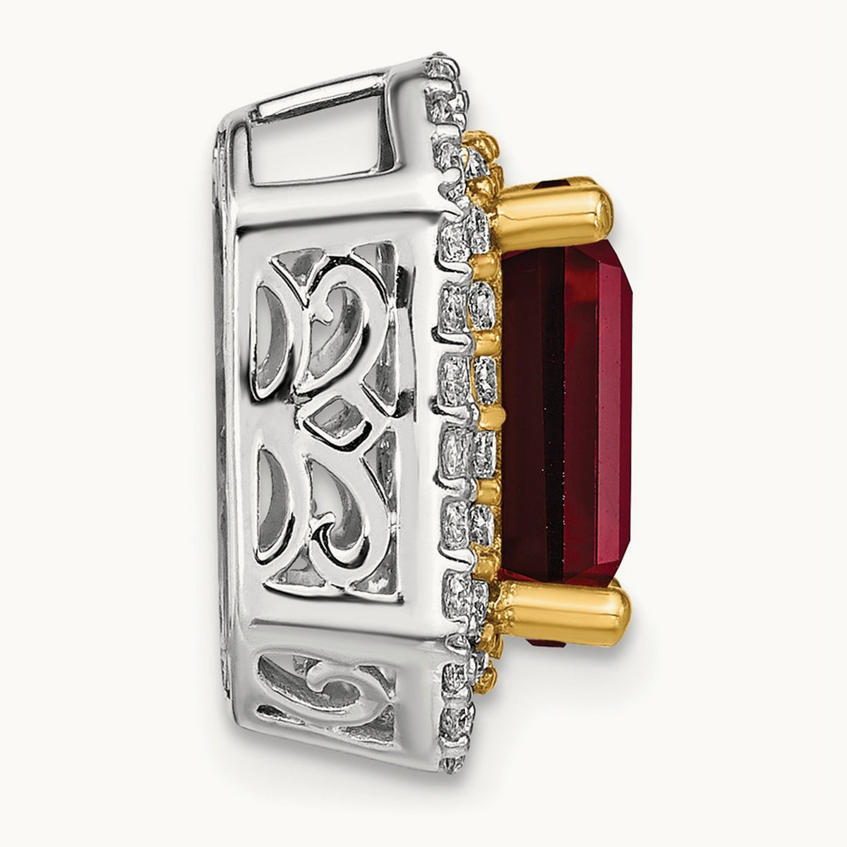 Created Ruby Chain Slide, 0.50 ct tw Lab-Grown Diamond