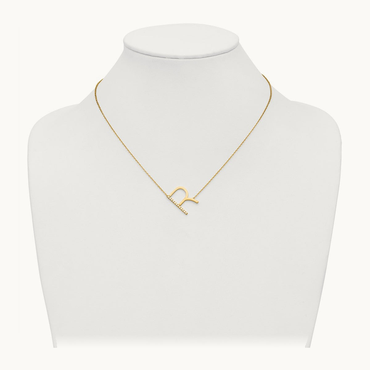 Sideways Diamond Necklace — 14K Yellow Gold, R