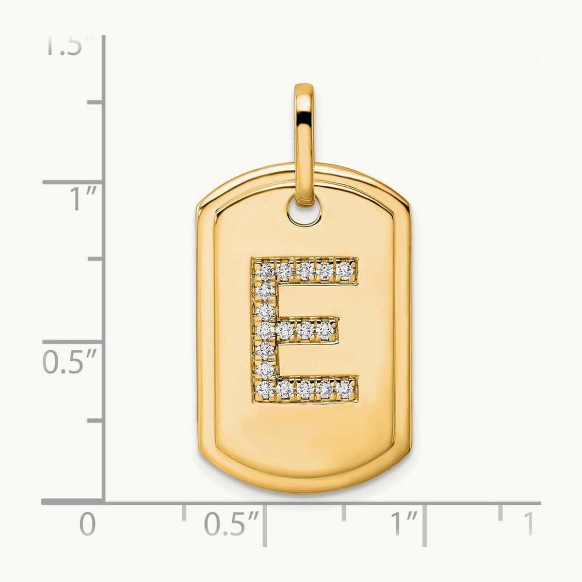 Diamond Dog Tag Charm — 14K Yellow Gold, E