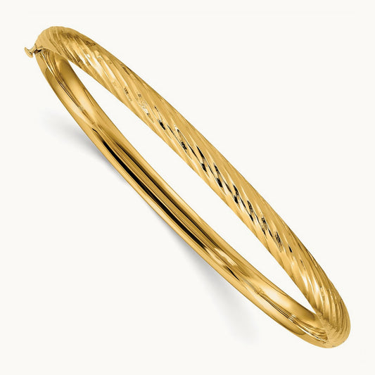 3/16 Textured Hinged Bangle — 14K Yellow Gold