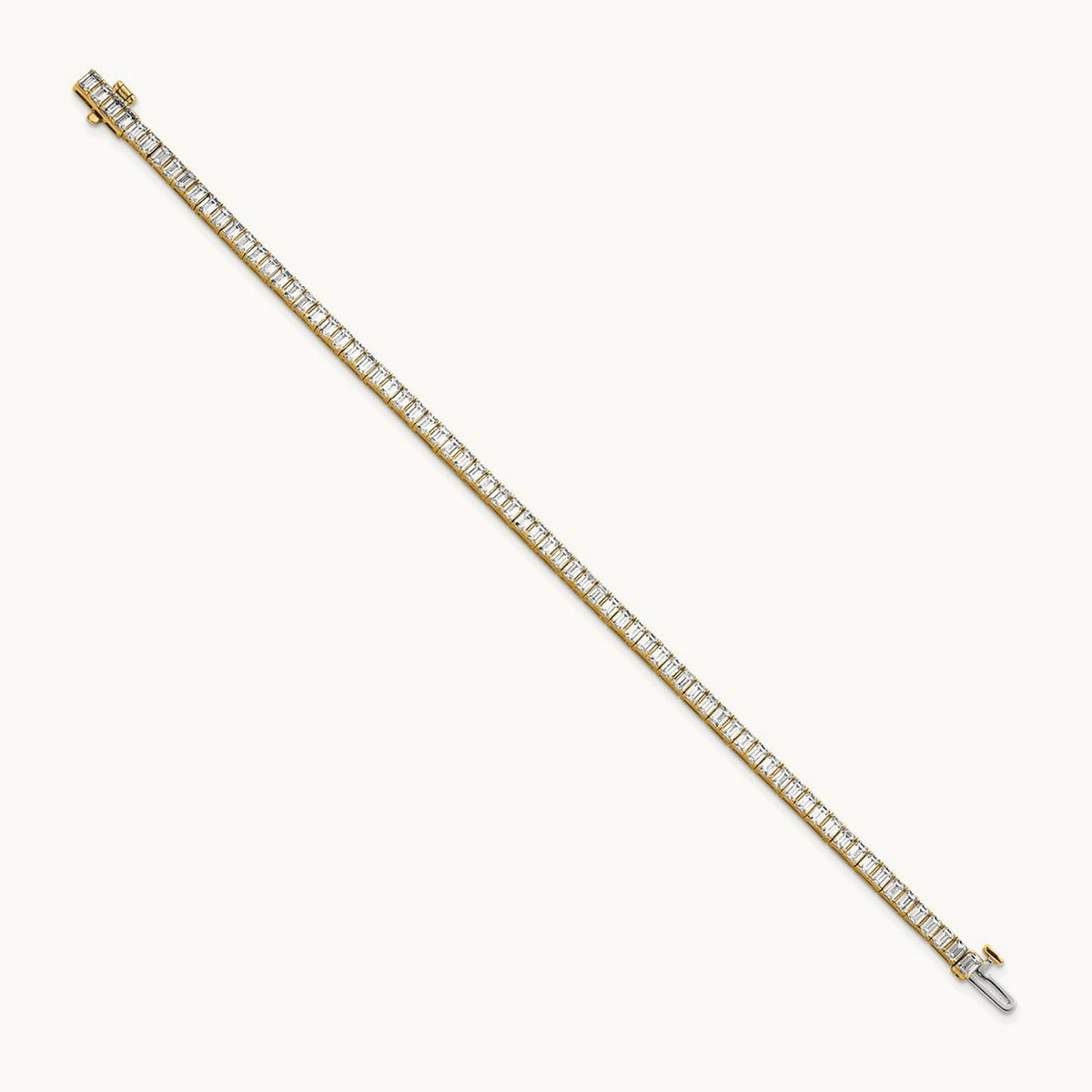 Emerald Bezel Tennis Bracelet, 7.00 ct tw Lab-Grown Diamond — 14K Yellow Gold