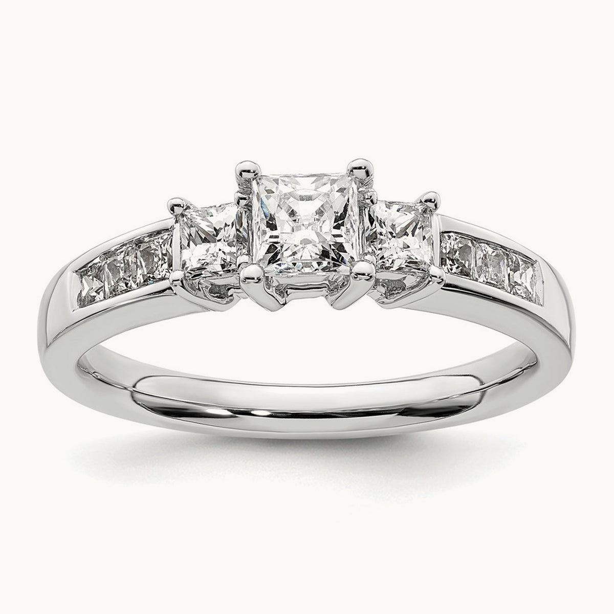 3-Stone Semi-Mount Engagement Ring, 0.10-0.25 ct tw — 1/4 ct, 14K White Gold