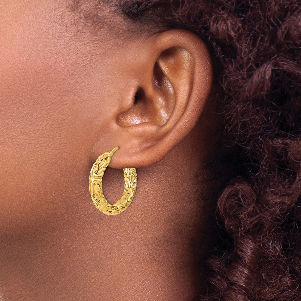 Polished Textured Hoop Earrings — Leslie's — photo set