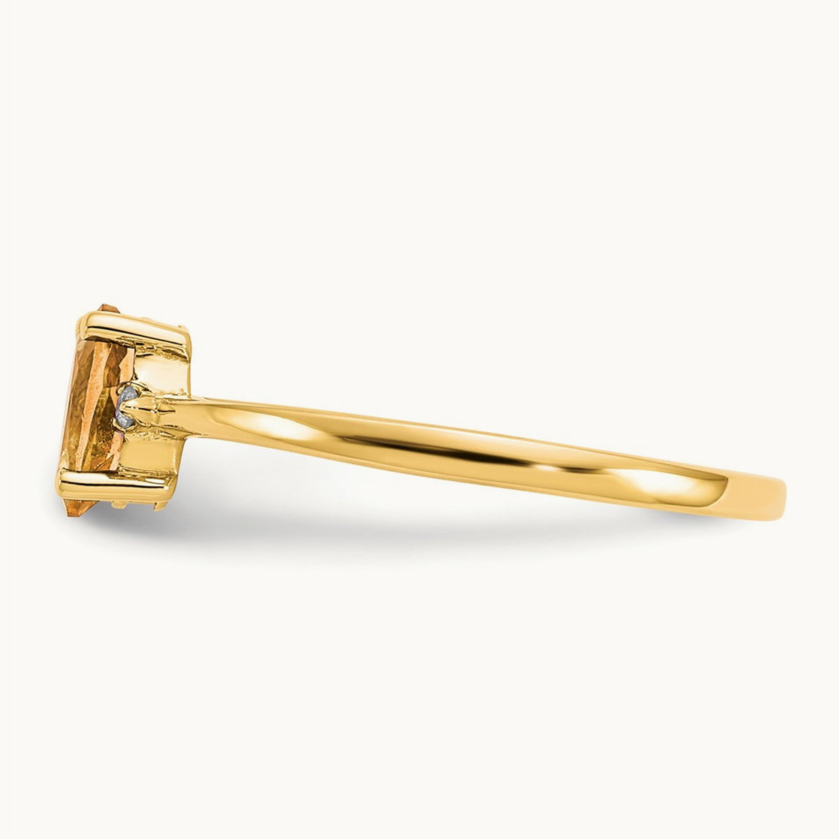 Diamond & Citrine Birthstone Ring — 14K Yellow Gold, 6