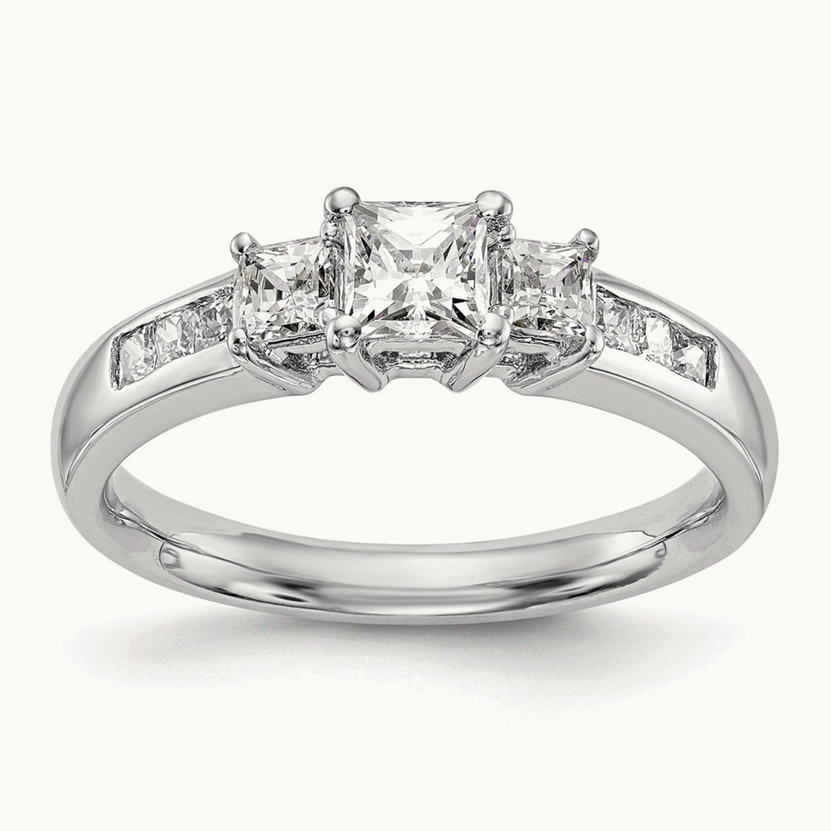 3-Stone Semi-Mount Engagement Ring, 0.10-0.25 ct tw — 1/7 ct, 14K White Gold