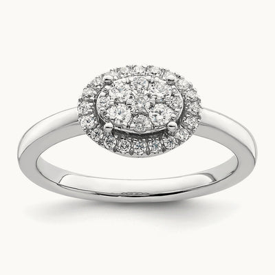 Complete Dia. Oval Halo Cluster Engagement Ring, 14K White