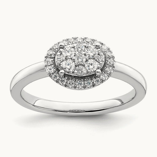 Complete Dia. Oval Halo Cluster Engagement Ring, 14K White