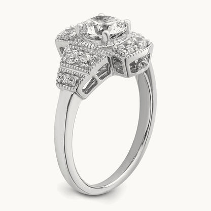 Art Deco .65ct Round Ctr Dia Semi-mount Engagement Ring, 14K White Gold