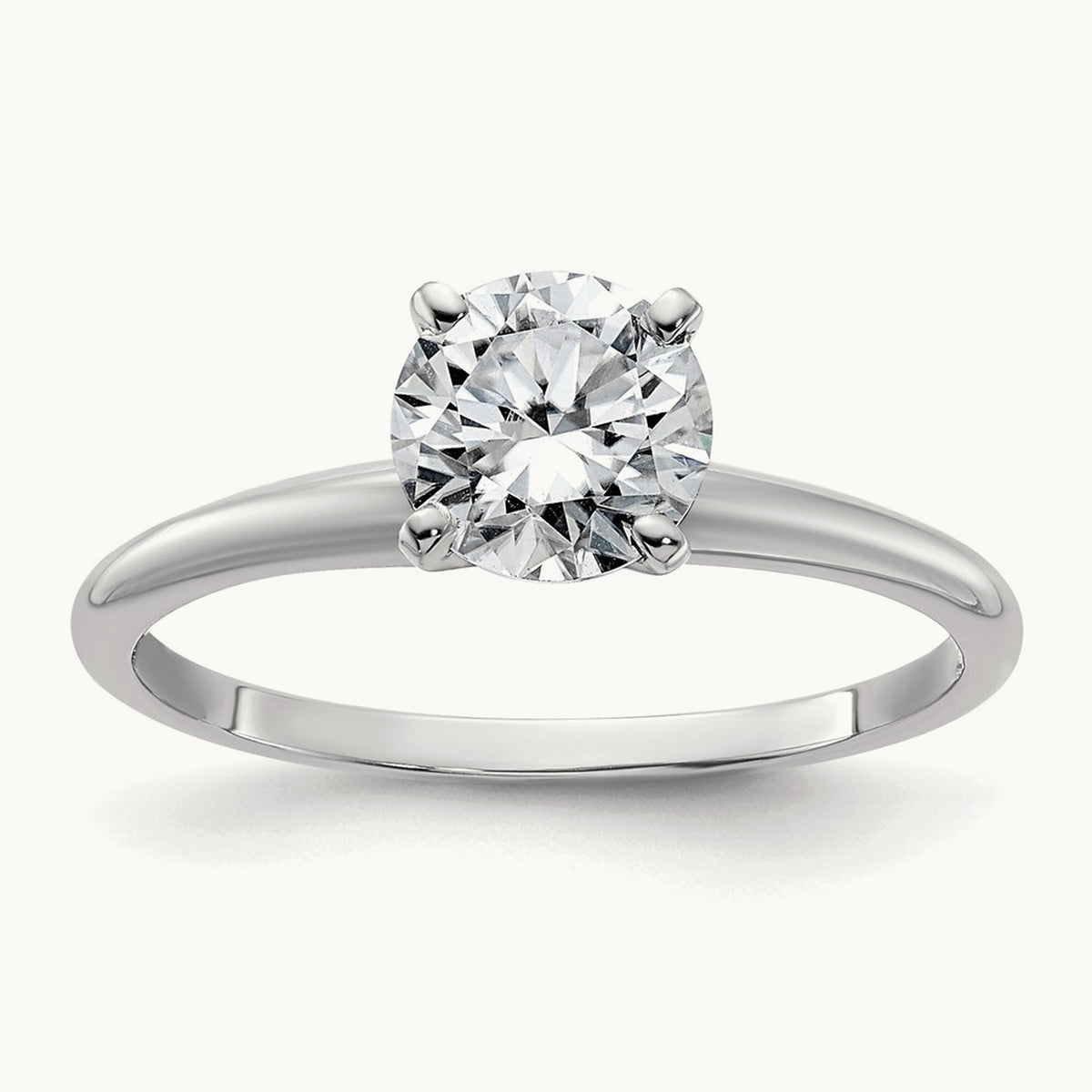 Round Solitaire Engagement Ring, 3.00 ct tw Lab-Grown Diamond — 14K White Gold