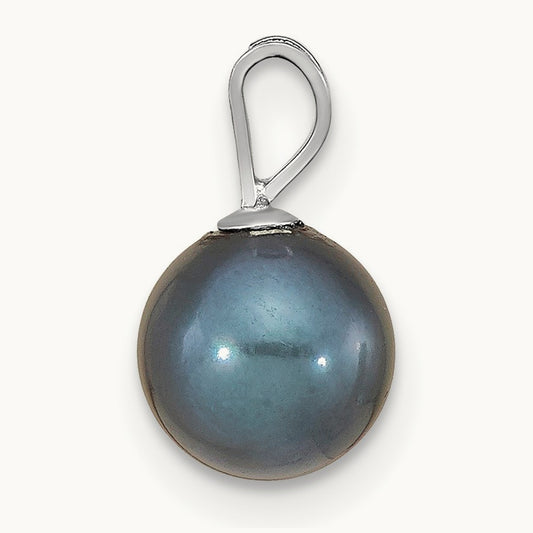 7- Round Black Saltwater Akoya Pendant, 8mm, 14K White Gold