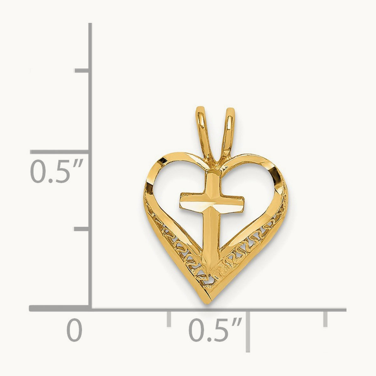 D/C Heart w/Cross Chain Slide, 14K