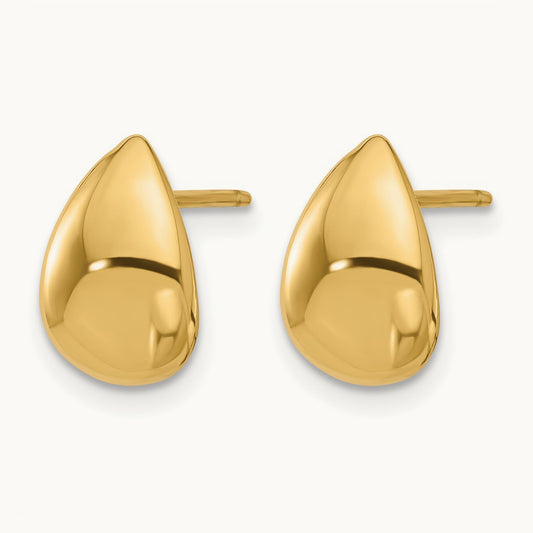 Polished Teardrop Post Earrings, 14K — Leslie's