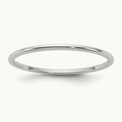 Half Round Band, 1mm in 14K White Gold