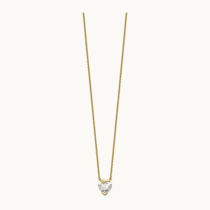 Heart Half Bezel Pendant Necklace, 1.00-3.00 ct tw Lab-Grown Diamond
