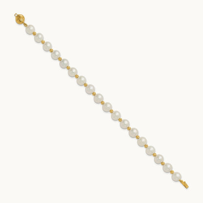8- Near-Round FWC Pearl and D/C Beaded 7.5in Bracelet, 9mm, 14K