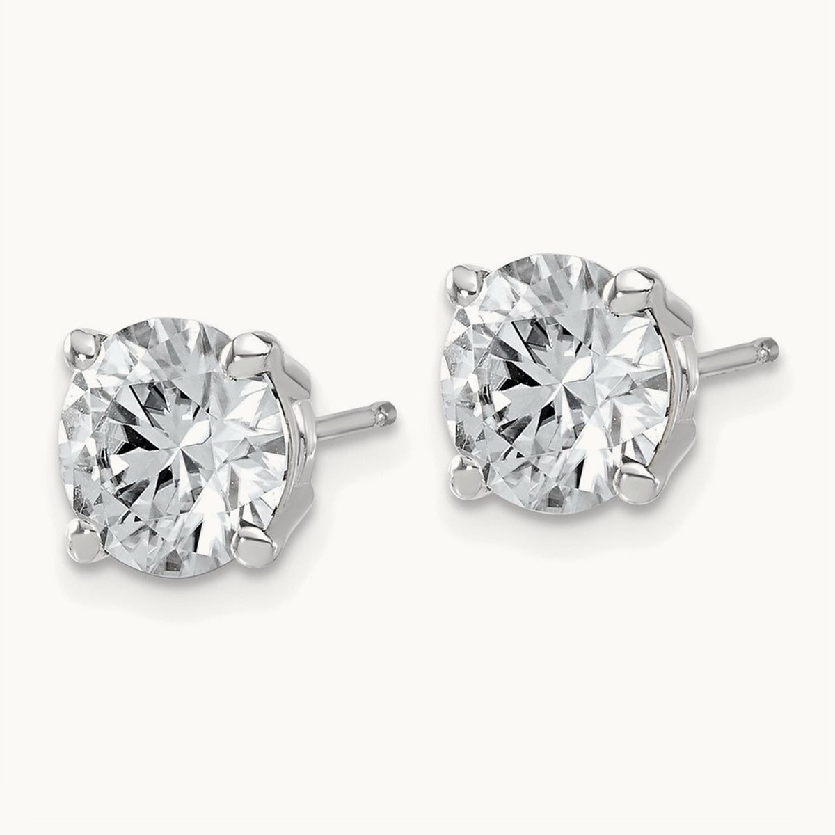Round Angled Stud Earrings, 0.50-4.00 ct tw Lab-Grown Diamond — 3 ct, 14K White Gold