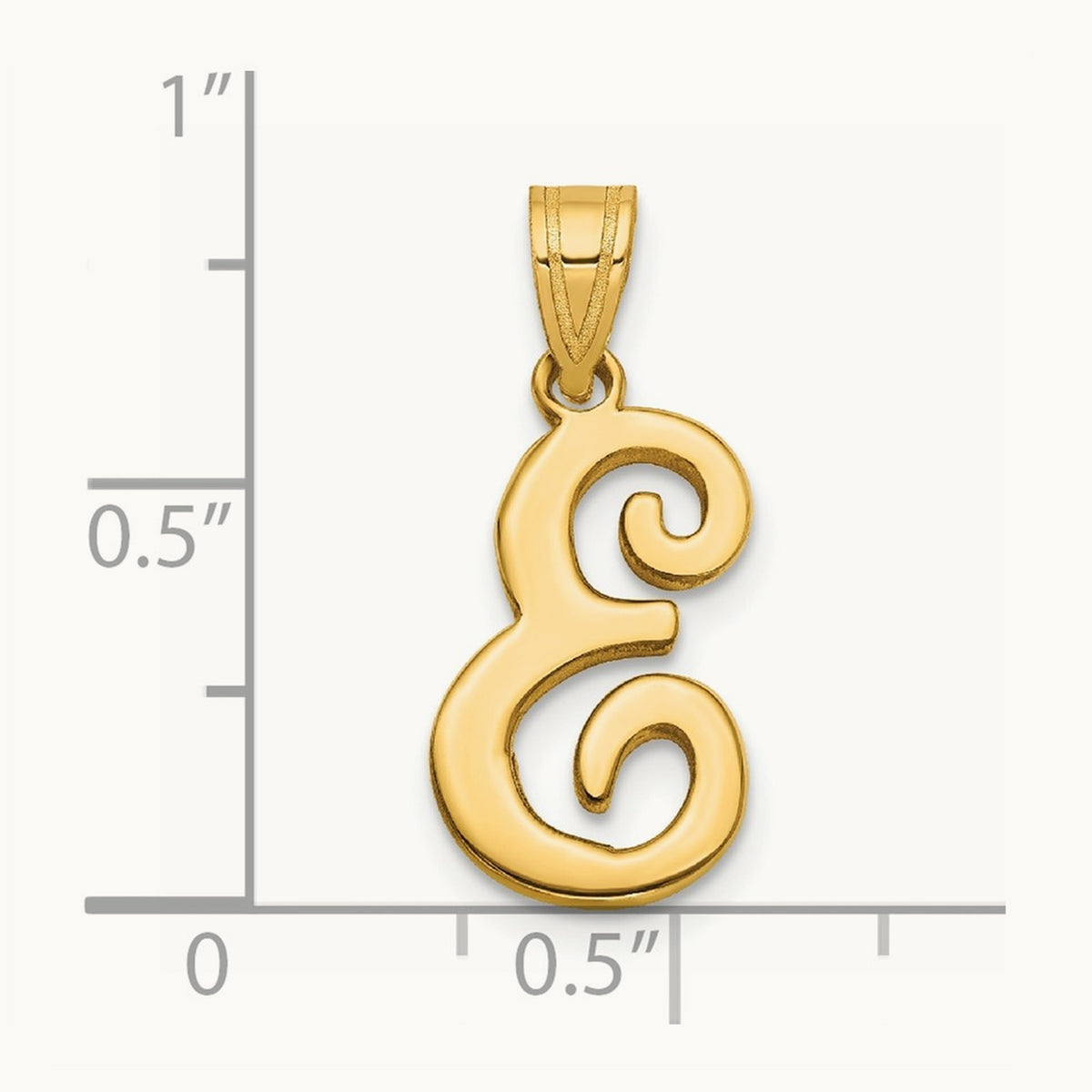 Script Letter E Initial Pendant, 14K