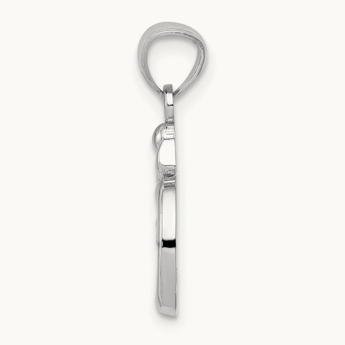 Polished Om Symbol Pendant, 14K White Gold