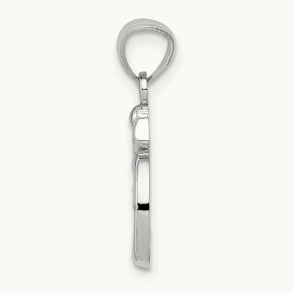 Polished Om Symbol Pendant, 14K White Gold