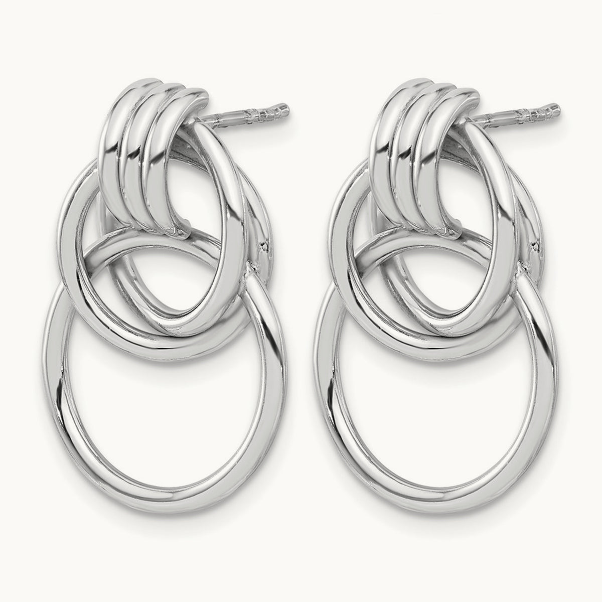 Rh- Polished Circle Drop Post Earrings — Leslie's — photo set