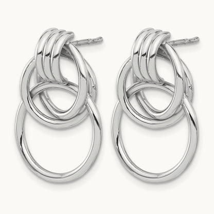 Rh- Polished Circle Drop Post Earrings — Leslie's — photo set