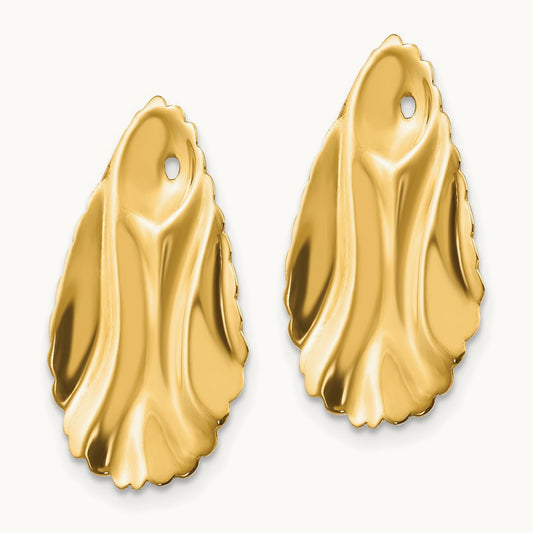 Polished Hammered Oval Earring Jackets — 14K Yellow Gold