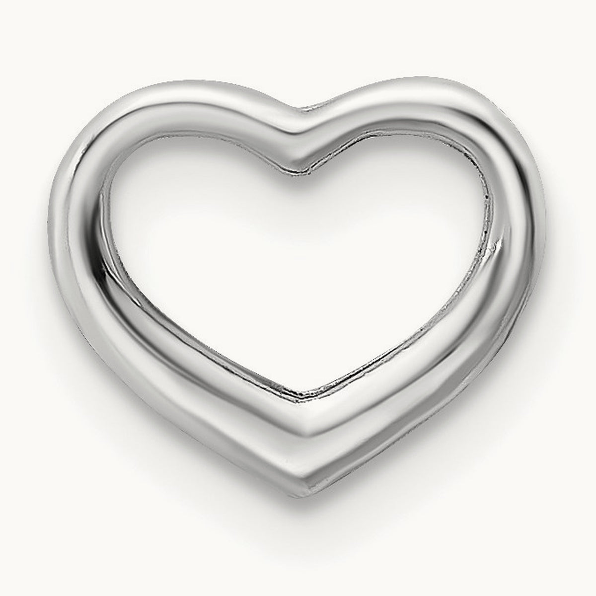 Polished Mini Floating Heart Slide — 14K White Gold