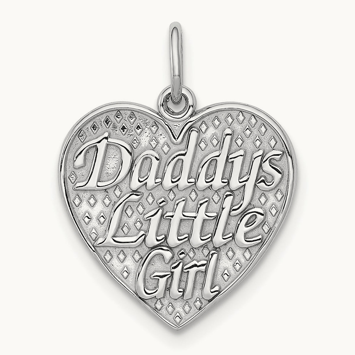 Polished DADDYS LITTLE GIRL in Heart Charm, 14K White Gold