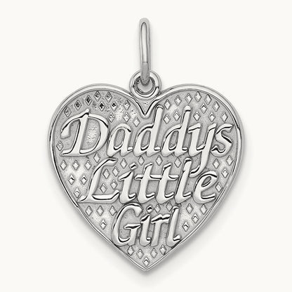 Polished DADDYS LITTLE GIRL in Heart Charm, 14K White Gold