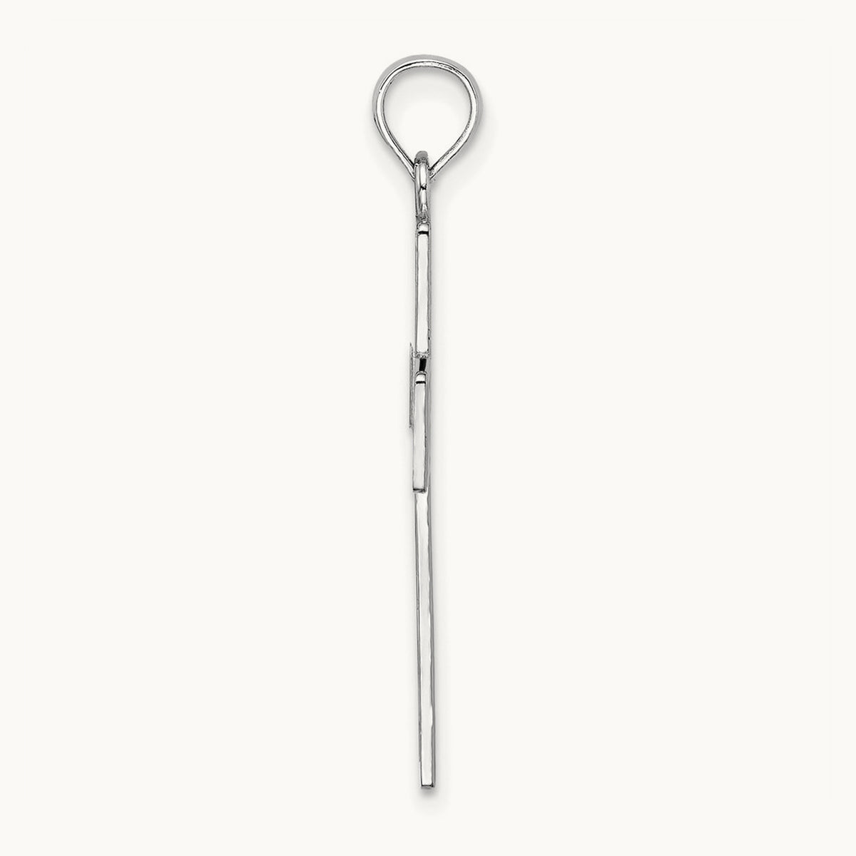 Polished Square Cross with Heart Design Charm — 14K White Gold