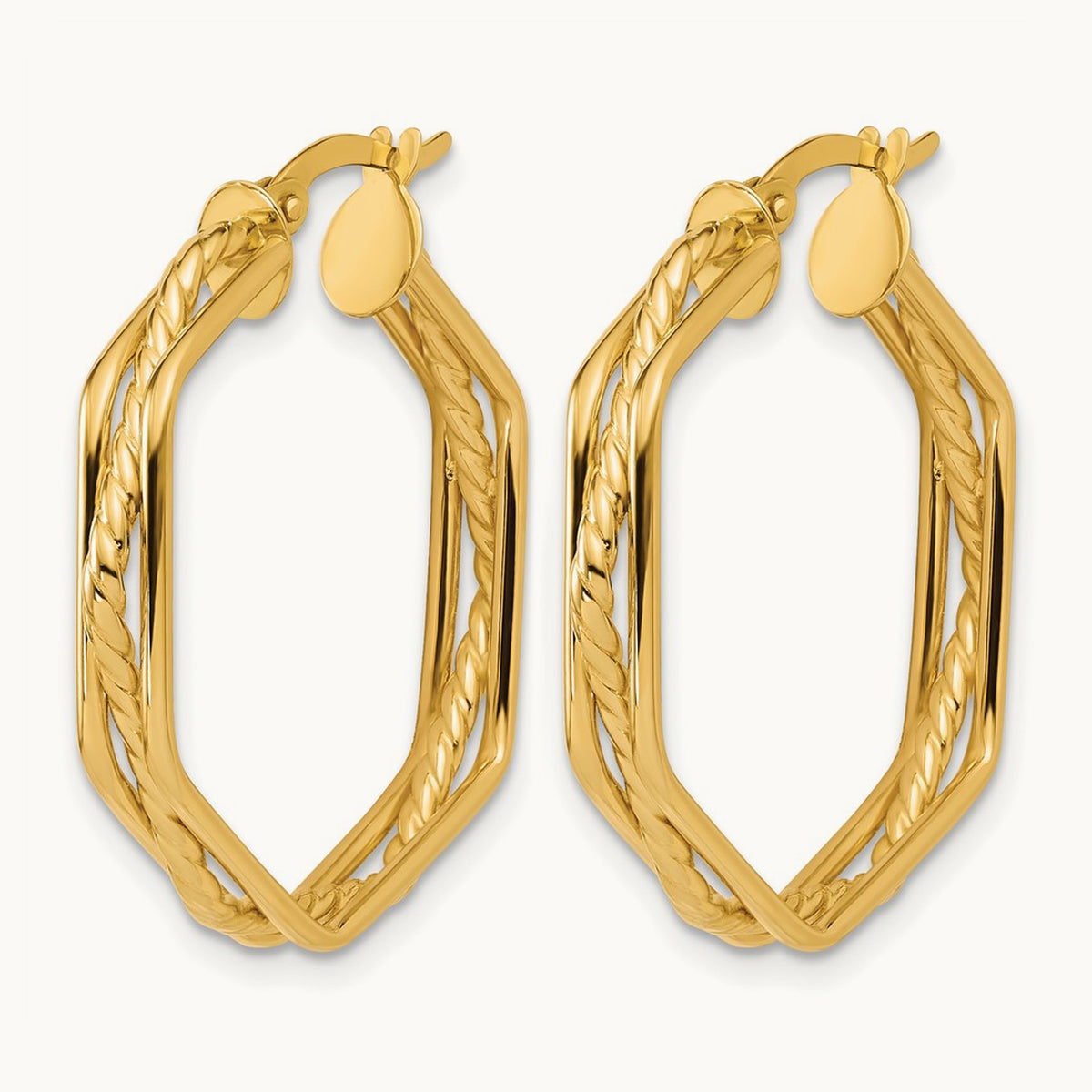 Polished and Twisted Hoop Earrings — 30mm