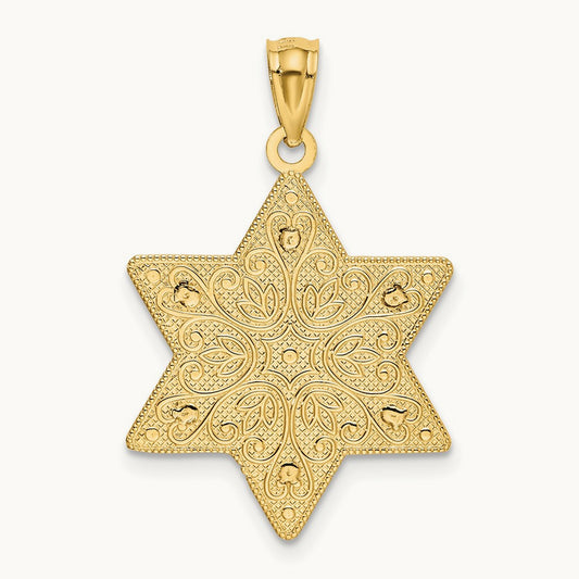 Polished Reversible Filigree Star Of David Pendant, 14K Two-tone