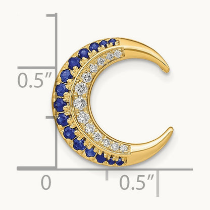 Polished Moon Sapphire and Diamond Chain Slide, 14K