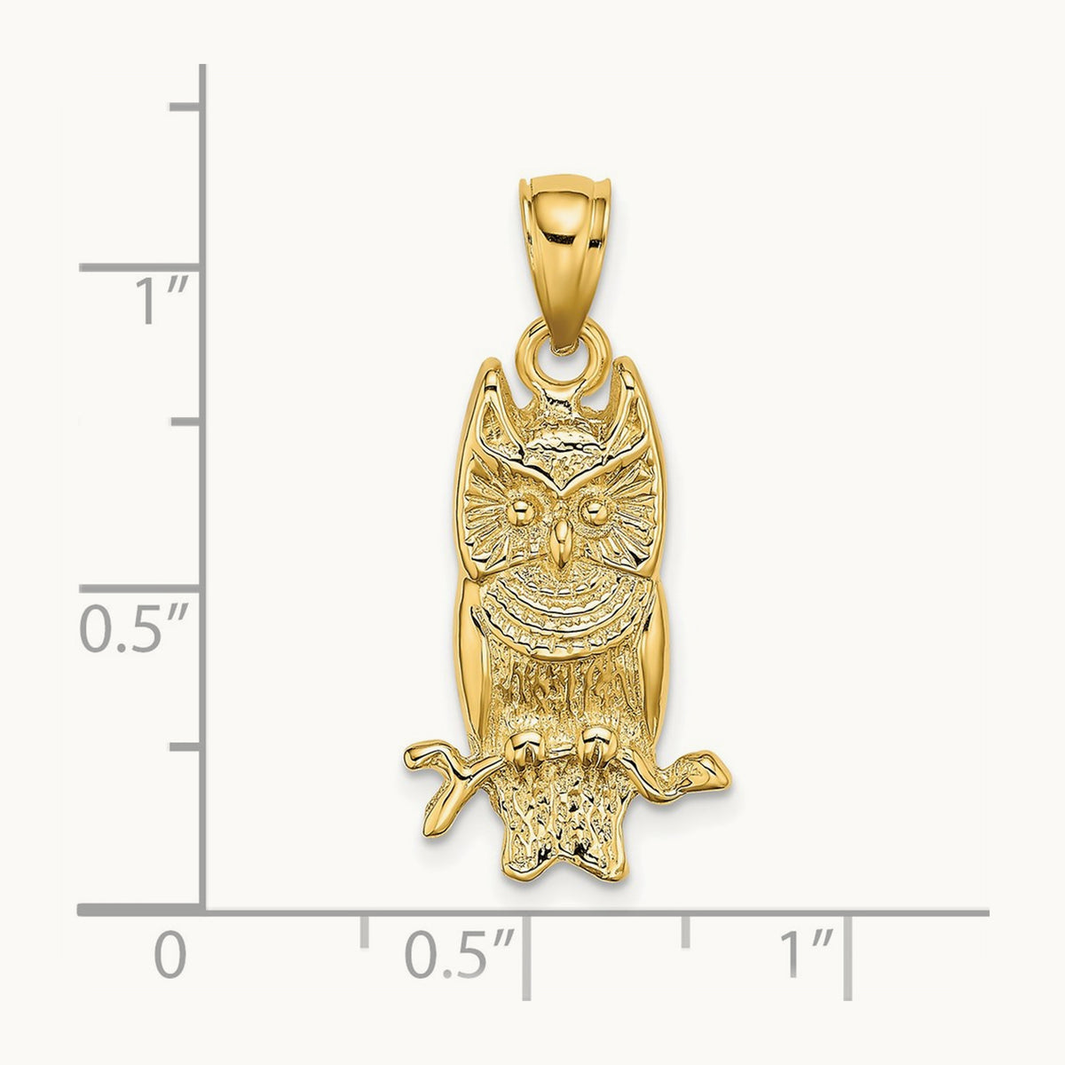 Textured Owl Charm, 14K