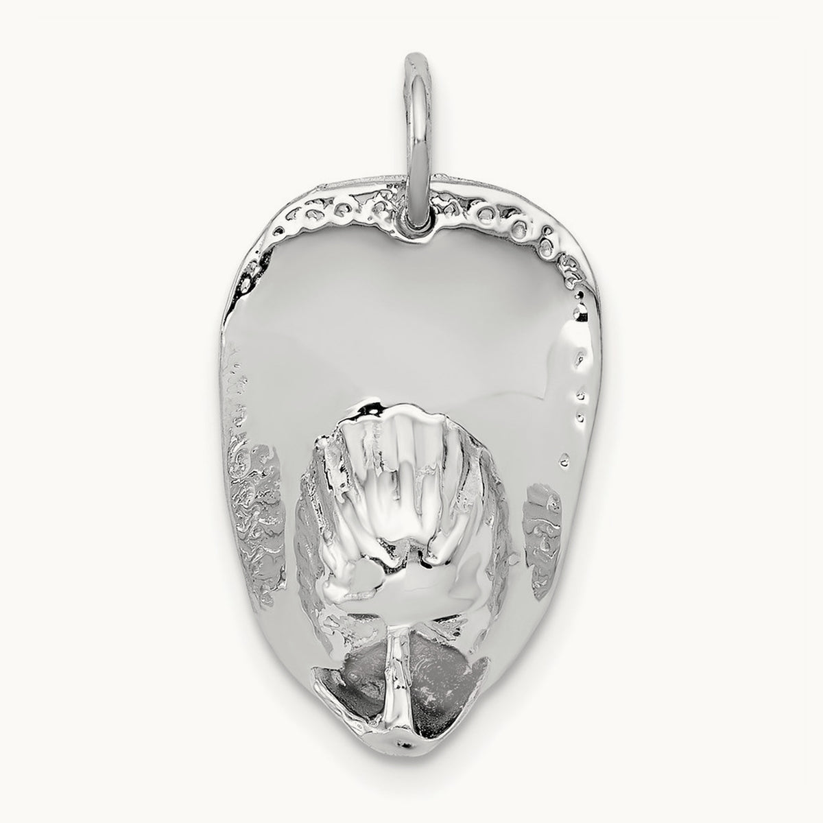 3-D Large Fireman's Hat Charm — 14K White Gold