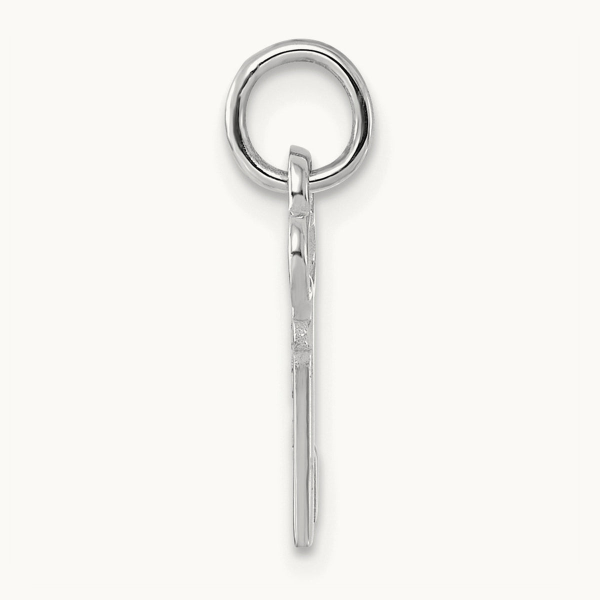 Key Initial Charm — 14K White Gold, V