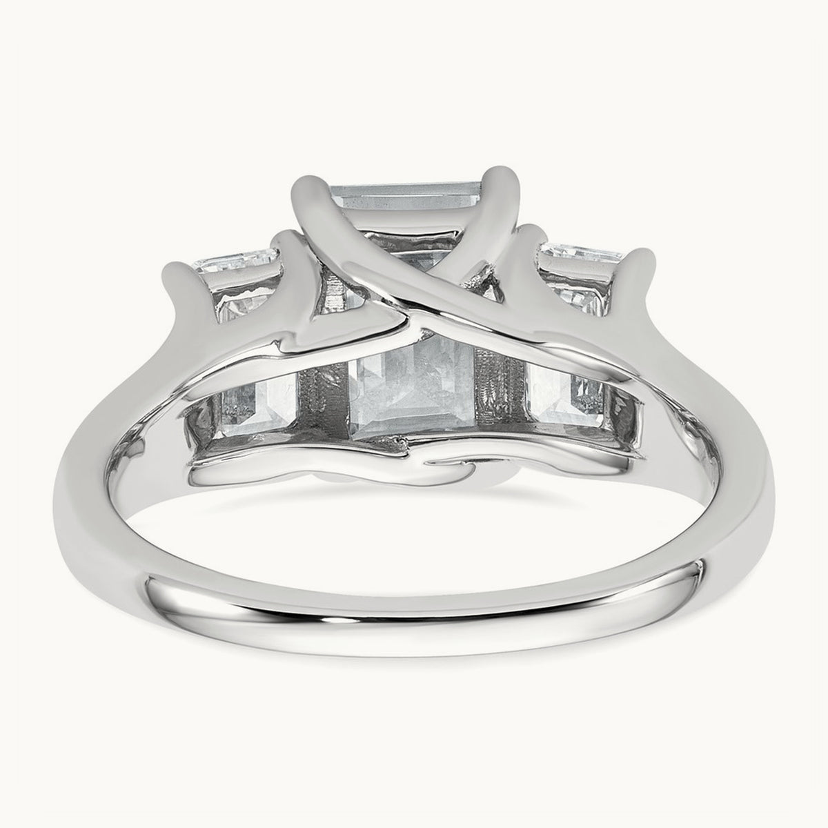 Emerald 3 Stone Engagement Ring, 1.50-3.25 ct tw Lab-Grown Diamond — 3 1/3 ct, 14K White Gold