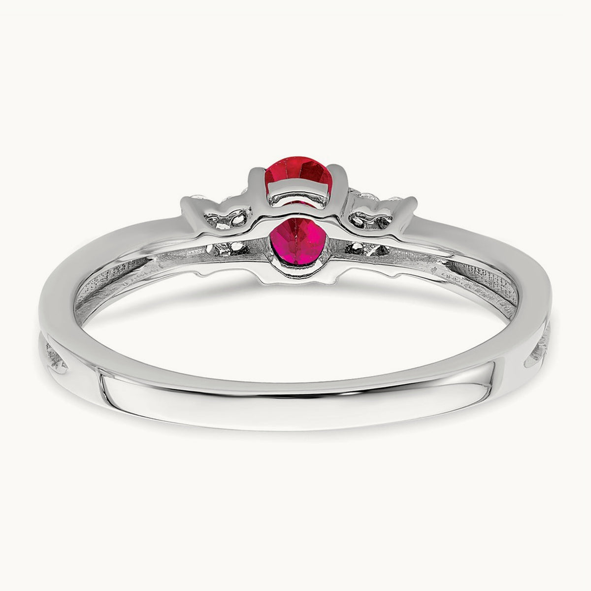 Oval Ruby and Diamond Ring, 14K White Gold