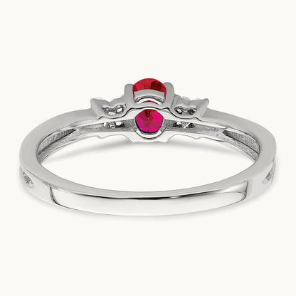 Oval Ruby and Diamond Ring, 14K White Gold