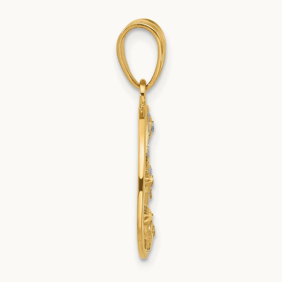D/C Moon and Stars Pendant, 14K with White Rhodium