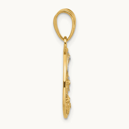 D/C Moon and Stars Pendant, 14K with White Rhodium