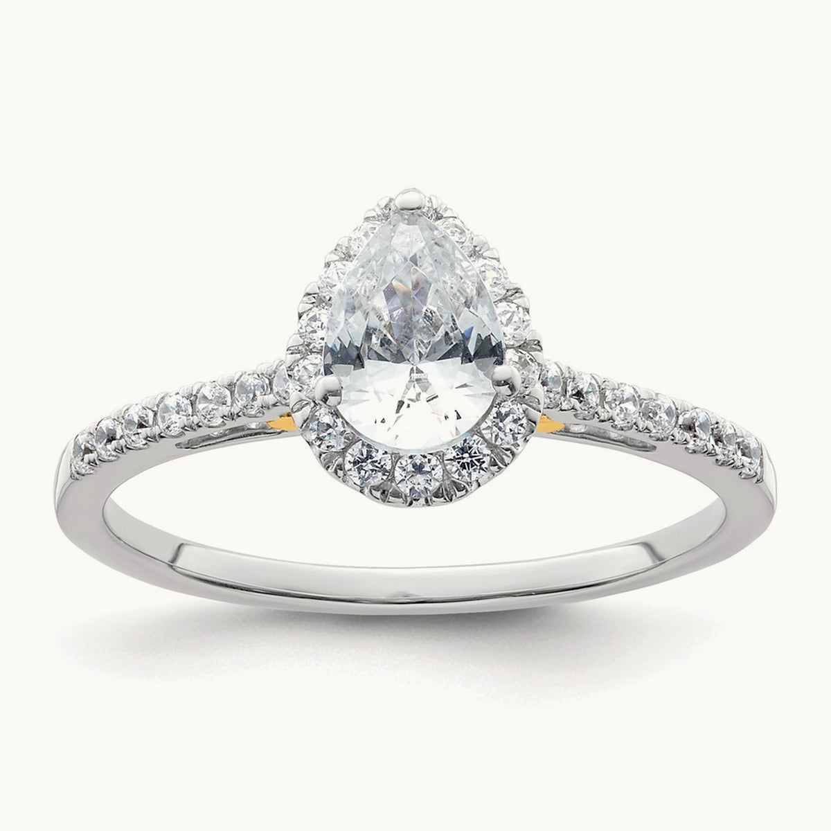 Pear Halo Semi-Mount Engagement Ring — 14K Two-Tone, 1/4 ct, 7