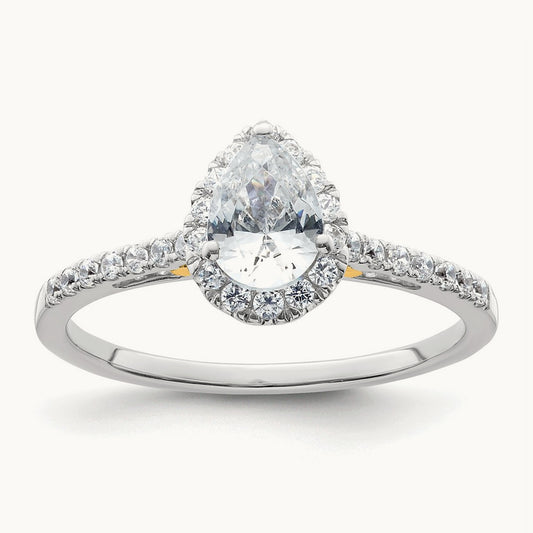 Pear Halo Semi-Mount Engagement Ring — 14K Two-Tone, 1/4 ct, 7