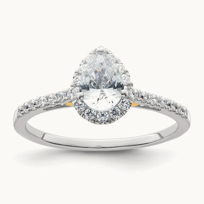 Pear Halo Semi-Mount Engagement Ring, 0.25 ct tw — 1/4 ct, 14K Two-Tone