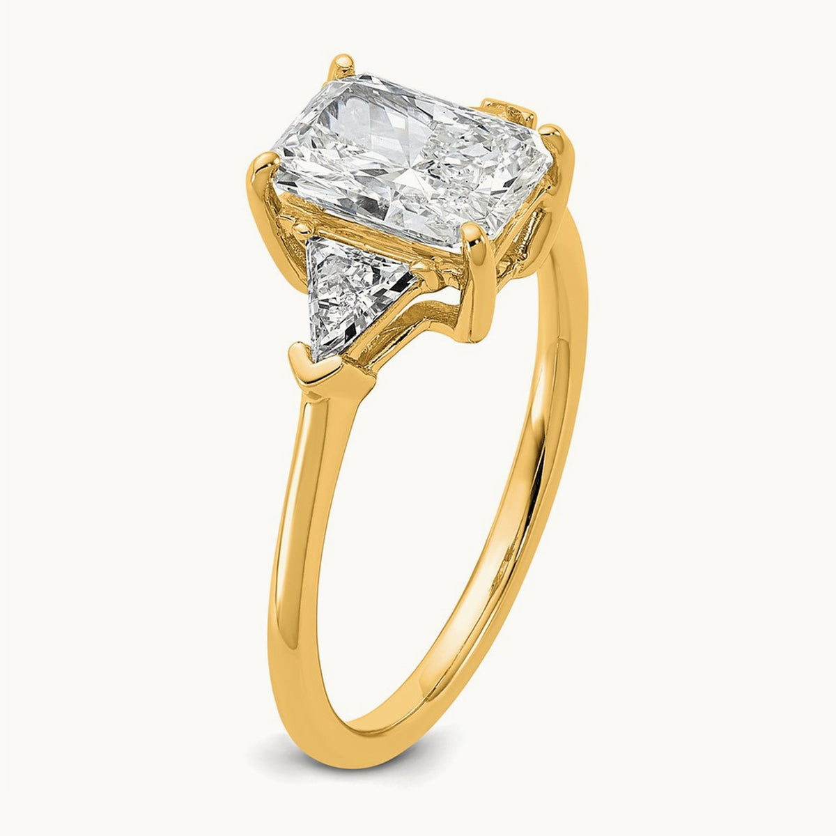 Radiant & Triangle Engagement Ring, 1.25-3.50 ct tw Lab-Grown Diamond — 2 ct, 14K Yellow Gold