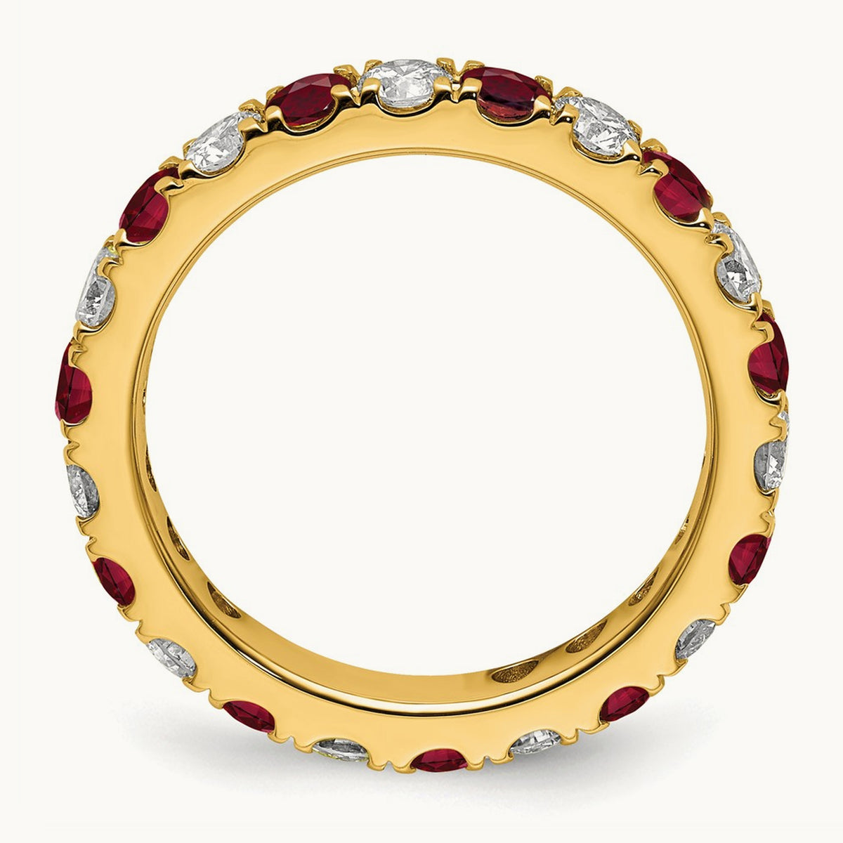 Created Ruby Eternity Band, 1.00-1.25 ct tw Lab-Grown Diamond — 14K Yellow Gold