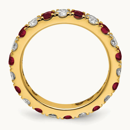Created Ruby Eternity Band, 1.00-1.25 ct tw Lab-Grown Diamond — 14K Yellow Gold